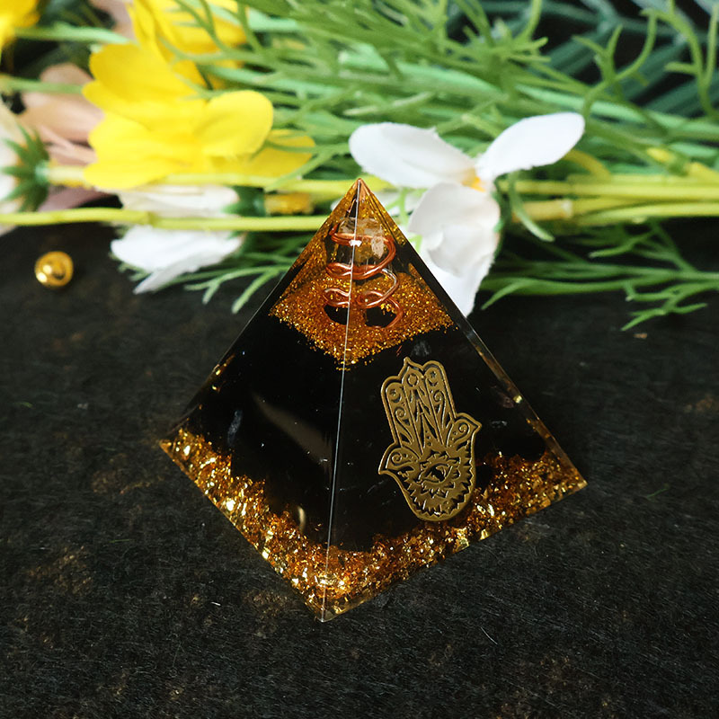 Resin - Hamsa Hand Hars Kristal Piramide Zwarte
