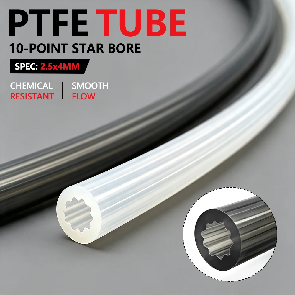 Ptfe Tube - Hittebestendige PTFE-buis 4x2,5 mm, stervormig, corrosiebestendig,