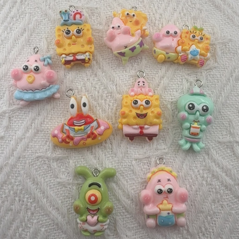 Resin - 10 stuks cartoonhars hangers, DIY sieraden