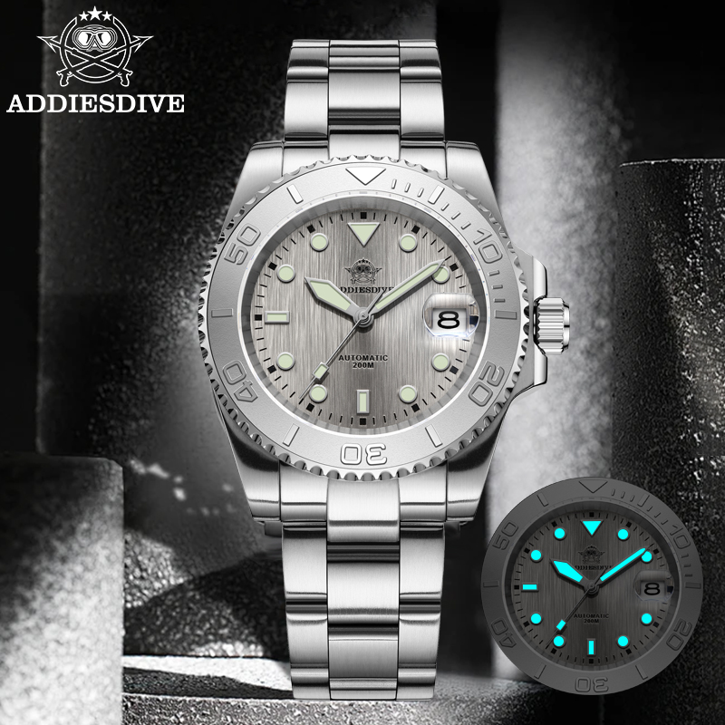 Glass Bed - Addiesdive AD2087 Mannen Horloge Waterdicht 20Bar