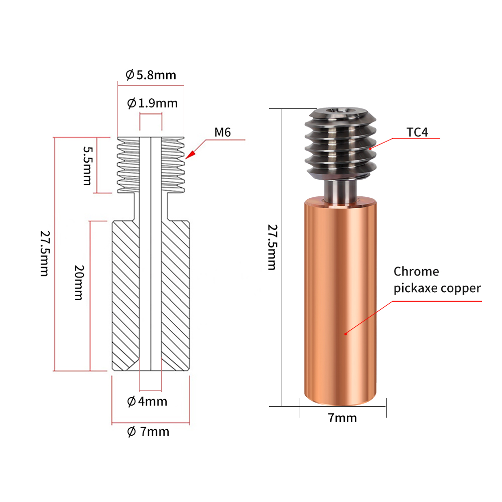 Bimetaal CR10 Heatbreak Titani - Btt Skr Mini recensie en prijs