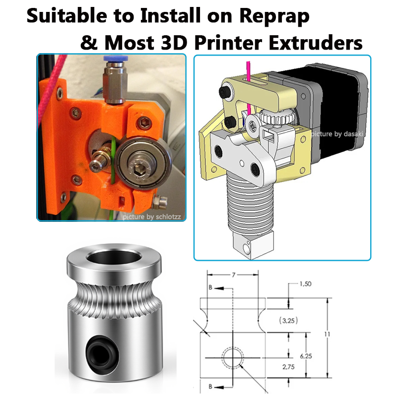 1Pc MK8 Drive Gear Voor 1.75Mm - Direct Drive Extruder recensie en prijs